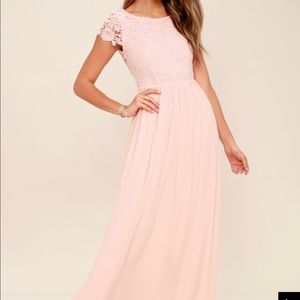 THE GREATEST BLUSH PINK LACE MAXI DRESS